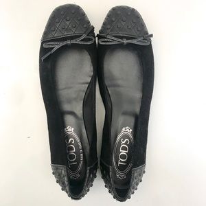 Tods suede and patent tip ballet flat